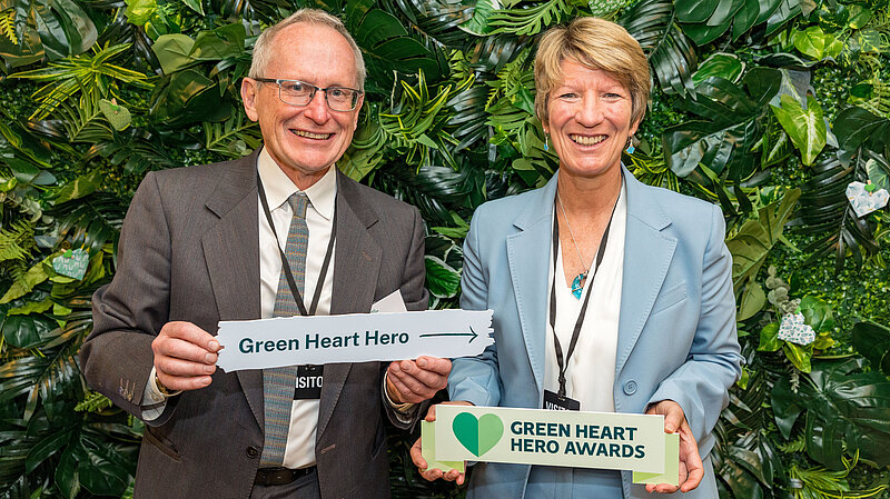 Pippa Heylings at the Green Heart Hero Awards, with Geoff Harvey - 27 Feb 2023