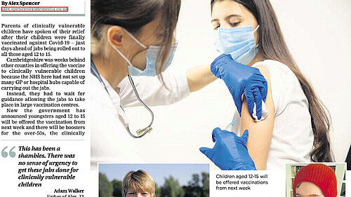 Helping get COVID vaccinations for vulnerable 12-15 year olds
