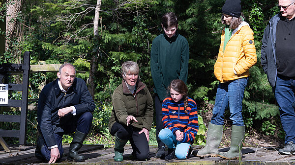 Pippa Heylings and Ed Davey at the River Mel 