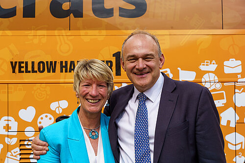 Pippa Heylings with Ed Davey at the election campaign launch 26-May-2024