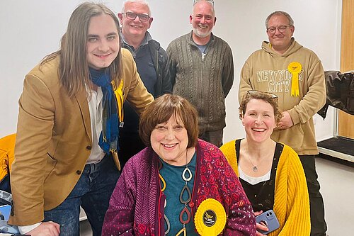 Newly elected Cllr Eileen Wilson with Cllrs Annika Osborne and Neil Gough and leaders of campaign Newly elected Cllr Eileen Wilson with Cllrs Annika Osborne and Neil Gough and leaders of campaign